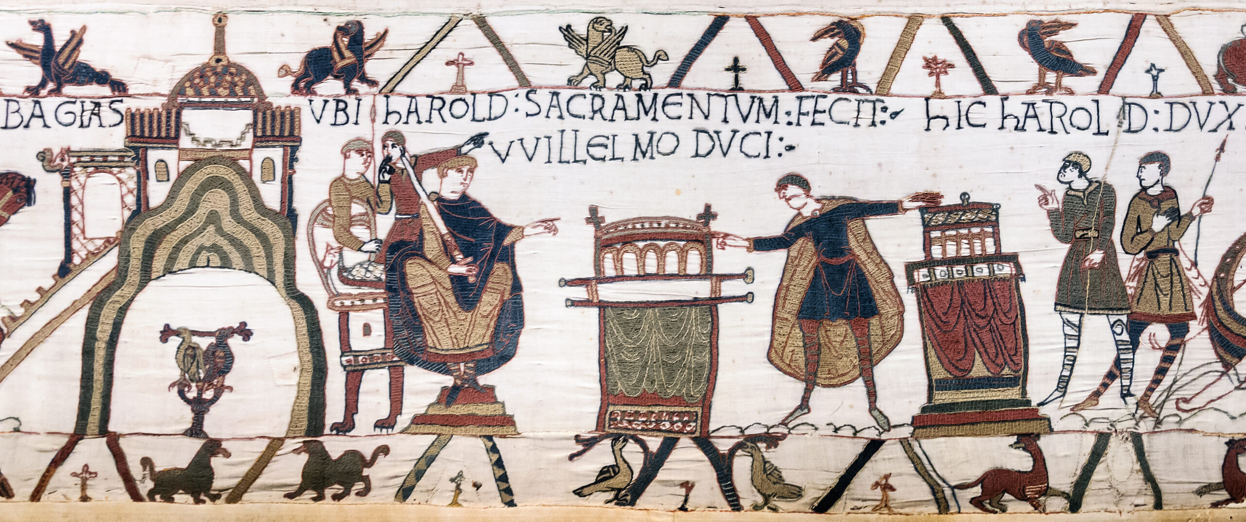 Bayeux tapestry, scene depicting Harold's oath.